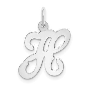 14k White Gold, Sophia Collection, Small Script Initial H Pendant